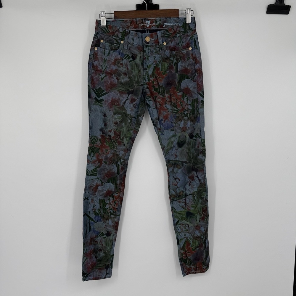 7 For All Mankind Jeans Womens 24 Gwenevere Ankle Skinny Stretch Denim Floral